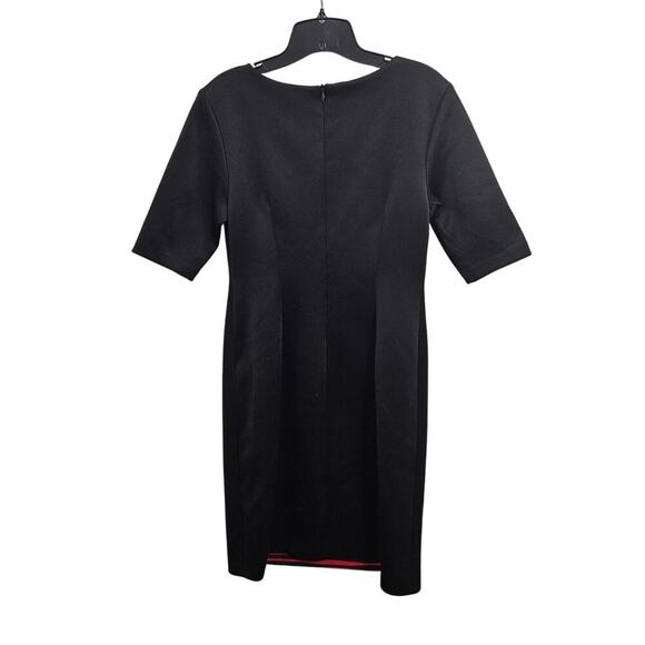 Vintage Red & Black Stretchy Short Sleeved V-Neck Sheath Dress. Size Small/6 - Picture 2 of 6